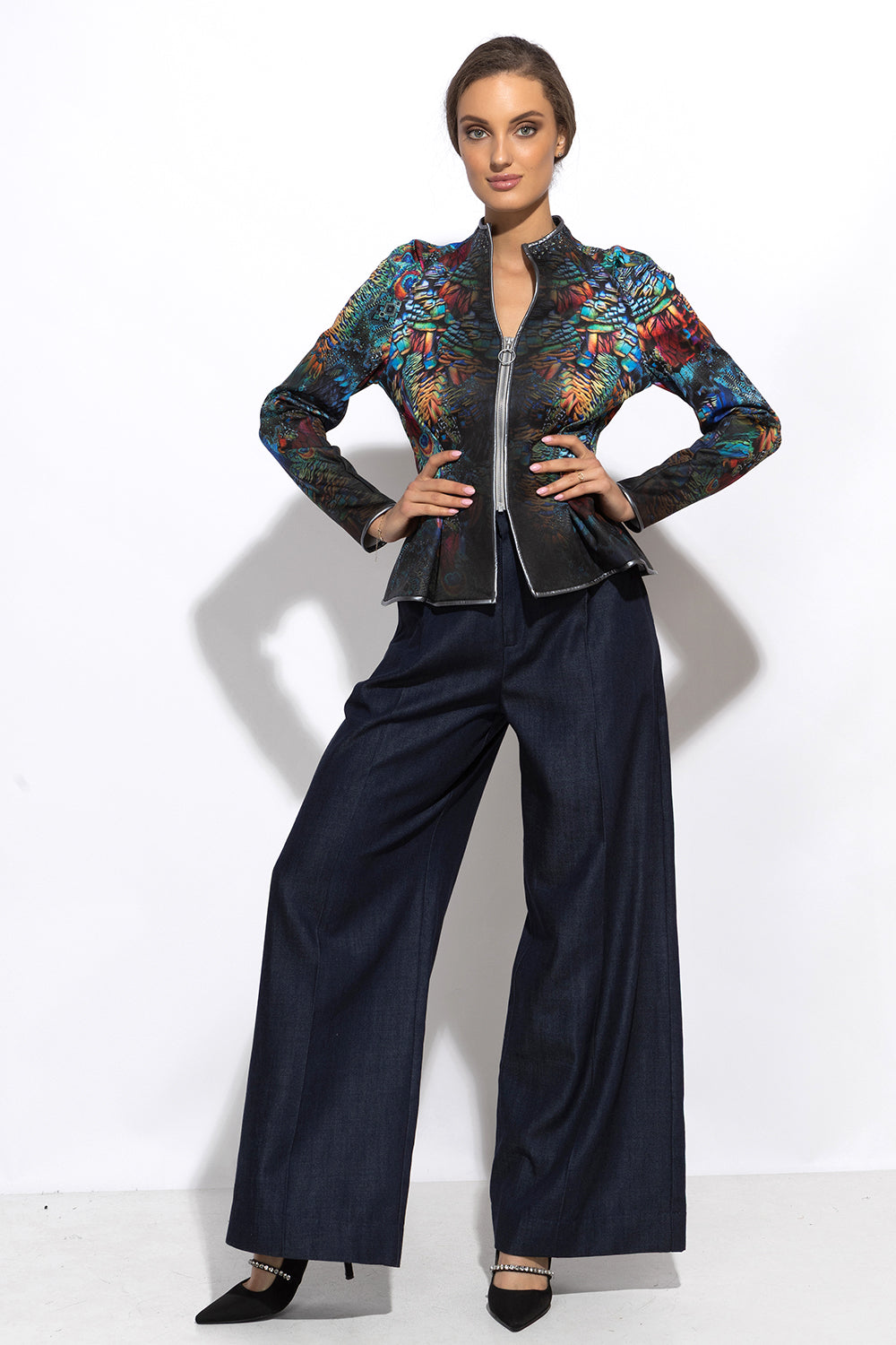 TENCEL PANTS WITH HIGH WAIST AND WIDE LEG - ESSENTIALS