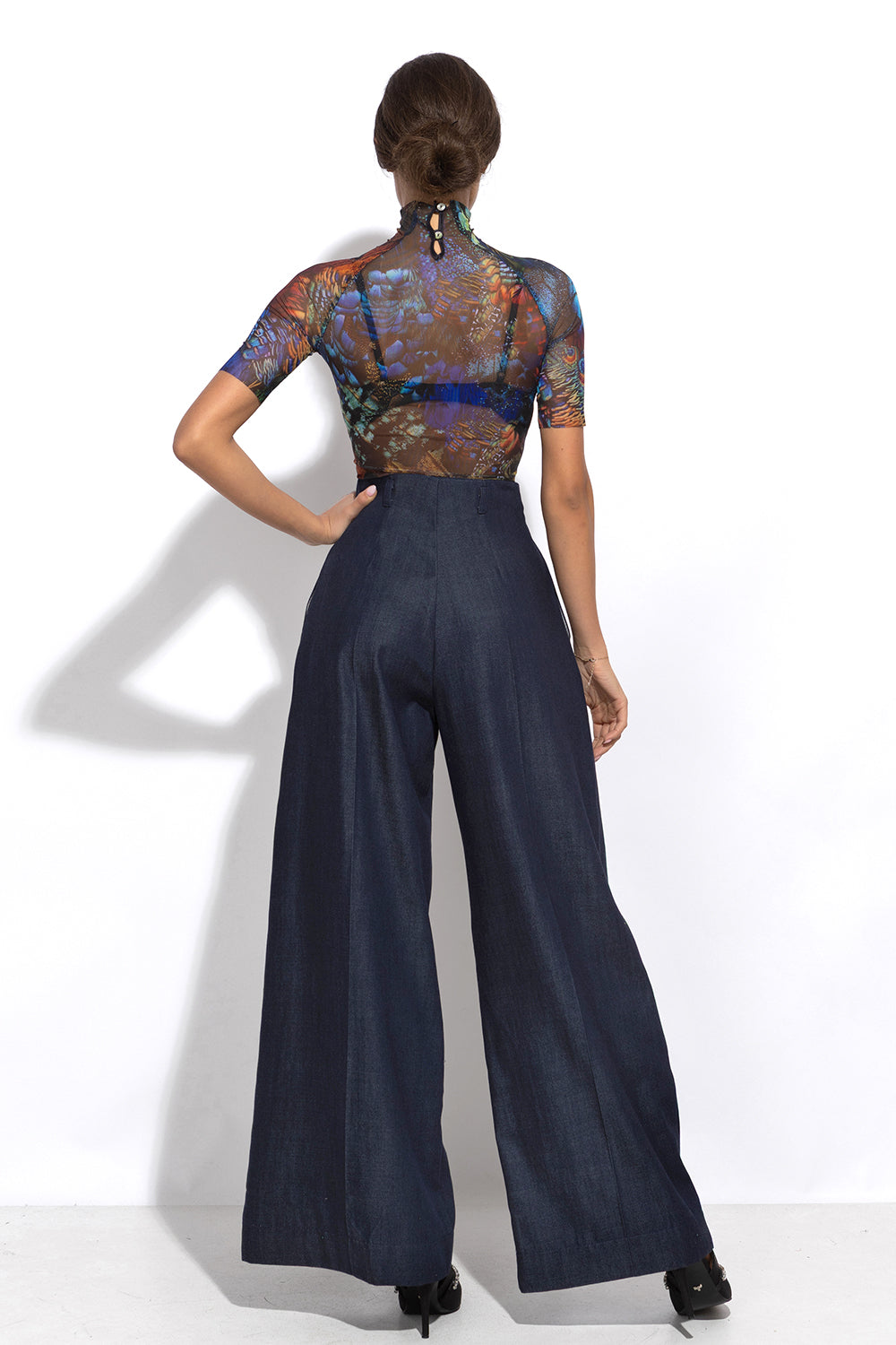 TENCEL PANTS WITH HIGH WAIST AND WIDE LEG - ESSENTIALS